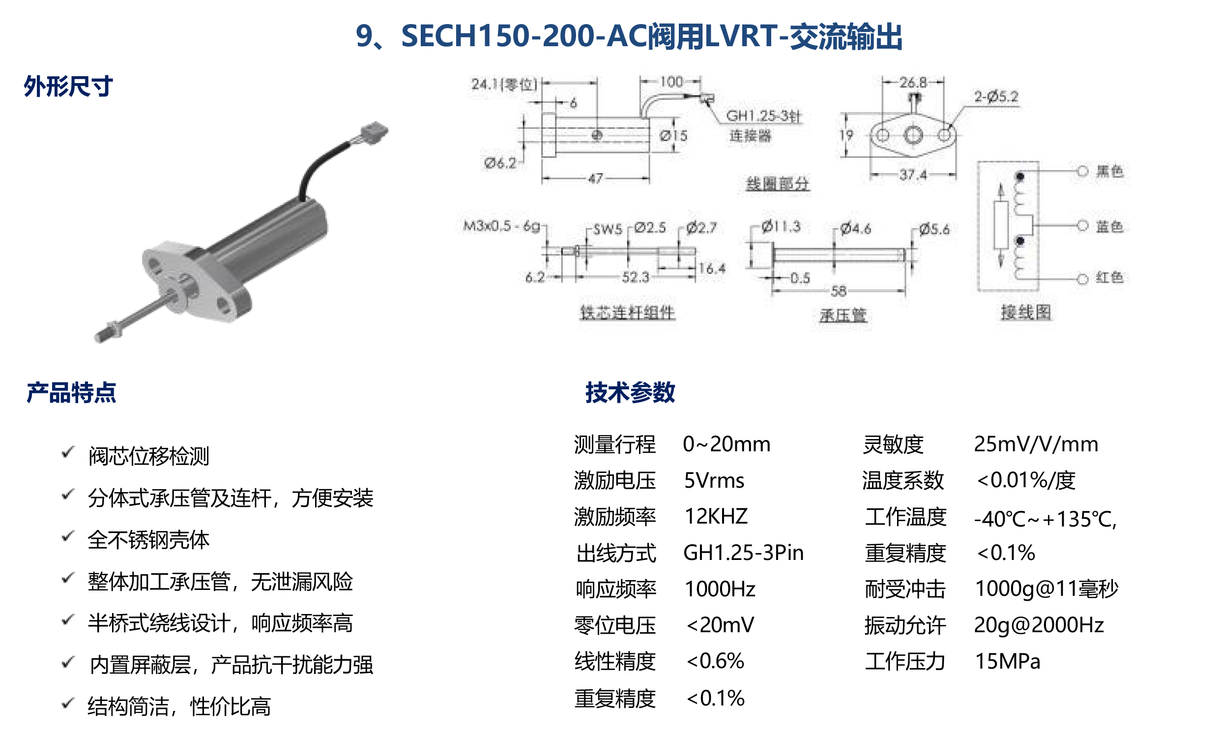 SECH300-360压铸机/注塑机主阀用LVDT-直流输出